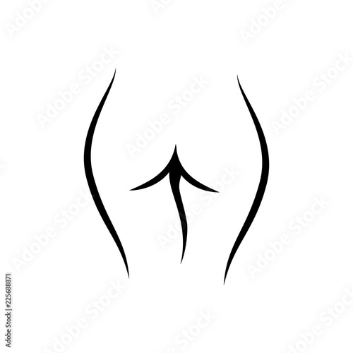 Line art female ass logo, woman body silhouette, sketch of cute body. Fashion illustration for poster, banner, logo, icon, printing of undewear shop, intimate goods for adult, sport industry