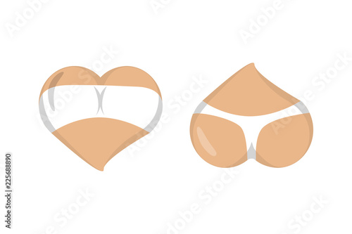 Stylized Heart icons with underwear, ass in bikini and boobs in bra. Good for Valentine s Day love greeting card, poster, banner, logo, icon for lingerie shop or sex shop. Hot intimate stickers