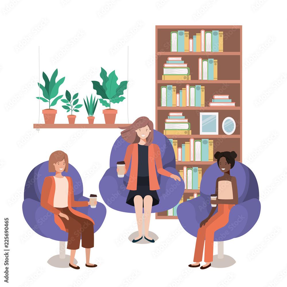 group of women in sofa drinking coffee group of women in sofa drinking coffee