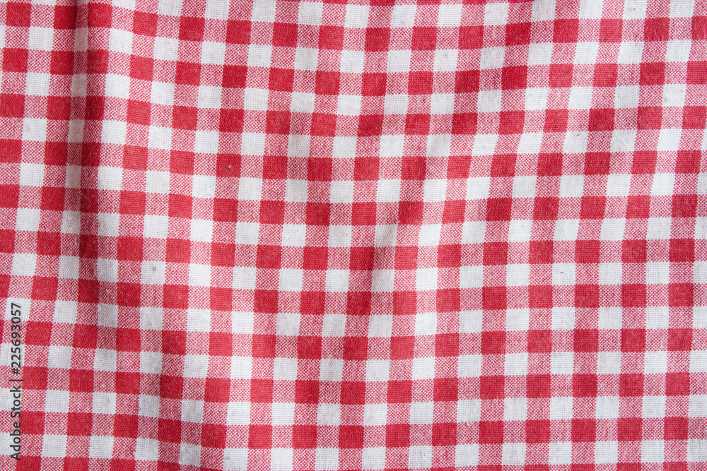 Red linen picnic tablecloth. Red linen picnic tablecloth.