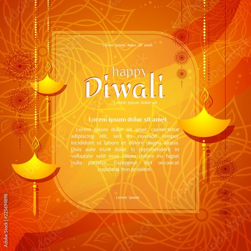 Banner of burning diya on Happy Diwali Holiday bright background for light festival of India Creative design for national cultural indian festival diya of lights diwali in india Vector illustration