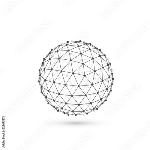 Polygonal sphere of information art. Vector illustration