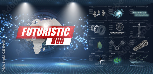 Set abstract HUD elements for UI UX design. Statistic and data, information infographic. Futuristic Sci-Fi user Interface for app