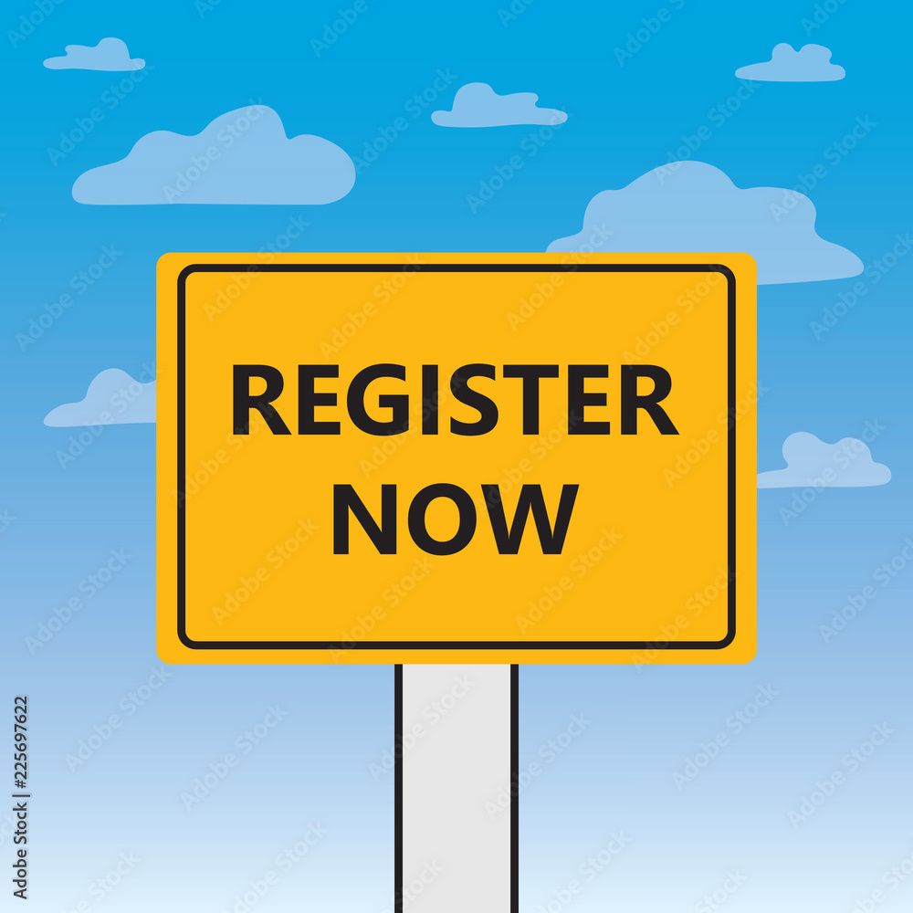 register now written on a billboard- vector illustration register now written on a billboard- vector illustration