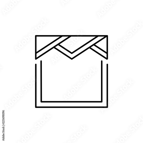 Vector illustration of triangle pelmet. Line icon of fabric valance. Element of home & office top window decoration. Isolated on white backround