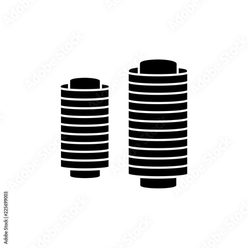 Black & white vector illustration of sewing threads. Flat icon of quilting, patchwork & needlework accessories. Isolatedon white background.