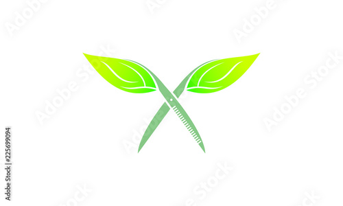 Scissor and leaf logo