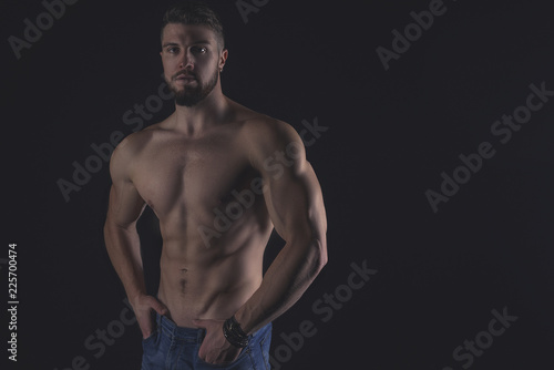 Fitness man. Sports banner and wallpaper with copy space.