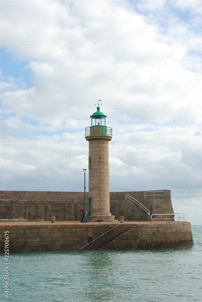 BINIC_ FRANCE,30 SEPTEMBER, 2018:Lighthouse in the port of Binic Brittany BINIC_ FRANCE,30 SEPTEMBER, 2018:Lighthouse in the port of Binic Brittany