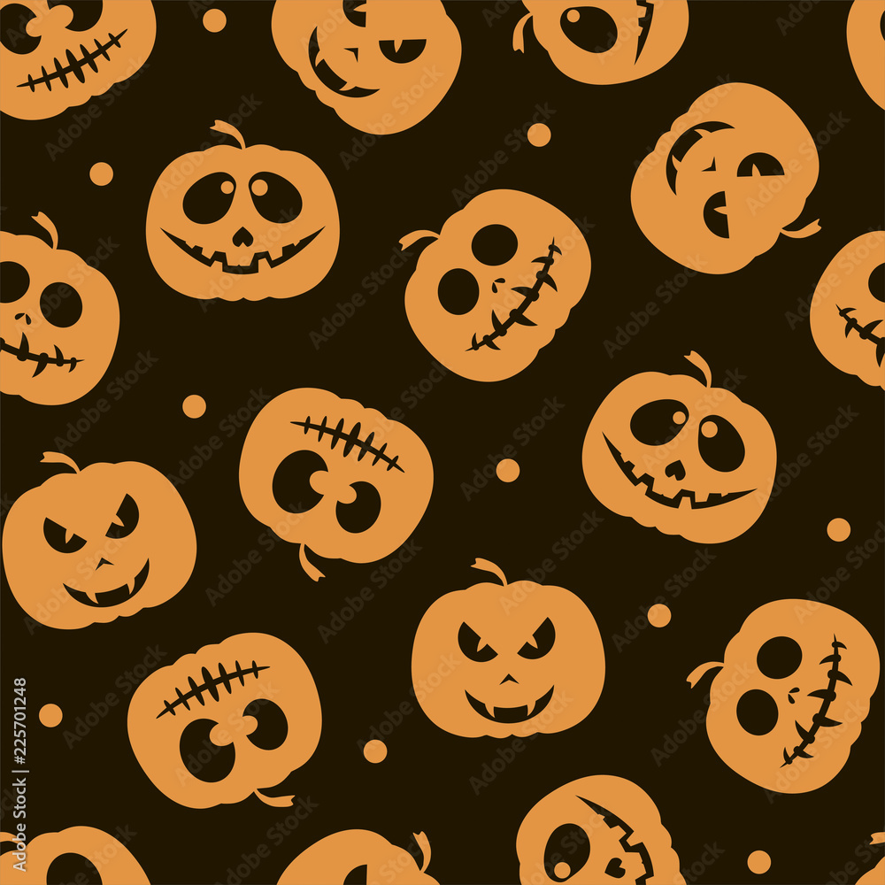 Vector seamless Halloween pumpkin pattern. File layered for easy manipulation and custom coloring Vector seamless Halloween pumpkin pattern. File layered for easy manipulation and custom coloring