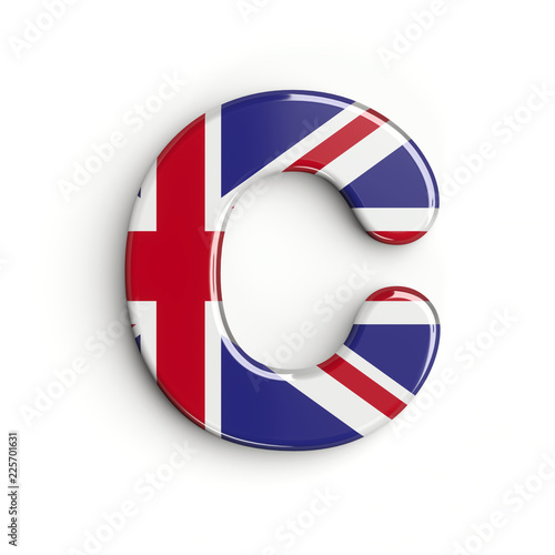 United Kingdom flag letter C - Capital 3d british font - Britain, english culture or patriotism concept