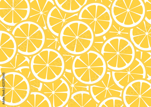 Bright lemon slices vector background. Summer bright tropical fruit pattern. 