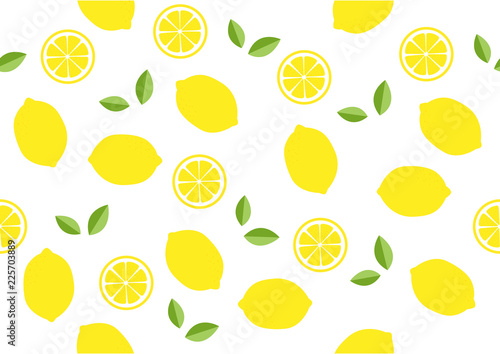 Seamless bright lemon slices vector background. Colorful summer bright tropical fruit pattern design. 