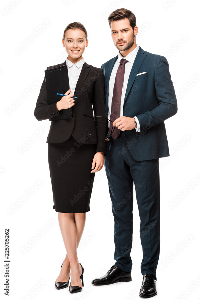 successful young business partners looking at camera isolated on white successful young business partners looking at camera isolated on white