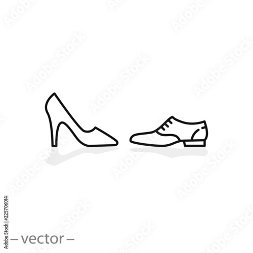 shoes for women and men icon, linear editable vector illustration eps10