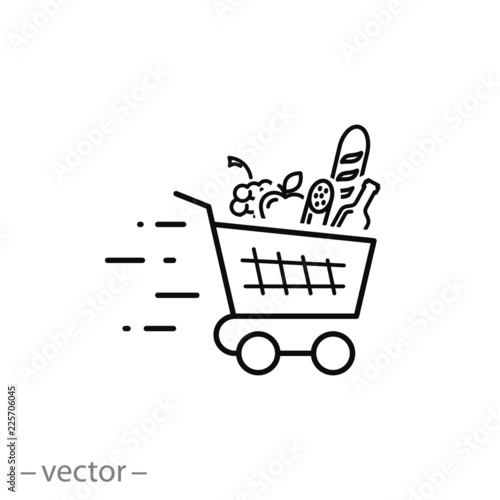 Shopping cart, line sign, icon vector