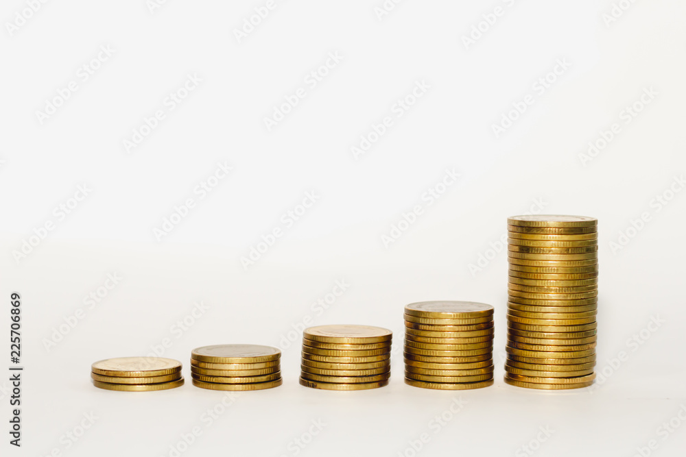 Coin stacks on a white background. Coin stacks on a white background.