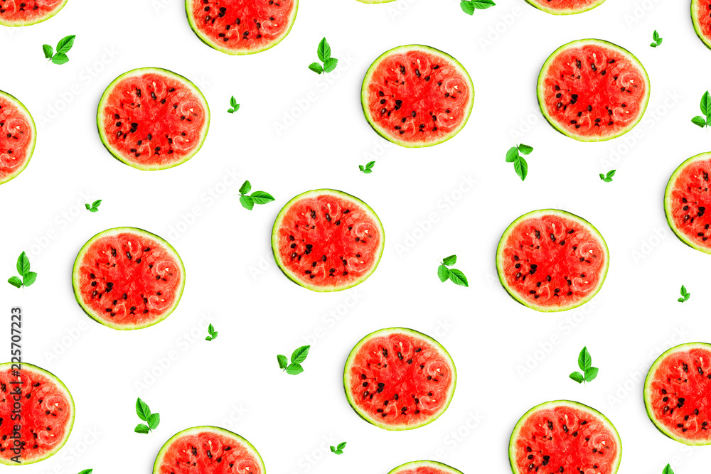 Pattern food background from the pulp of watermelon on a round slice , view from above closeup, the texture of the food against the background of colored paper
Pattern food background from the pulp of watermelon on a round slice , view from above closeup, the texture of the food against the background of colored paper