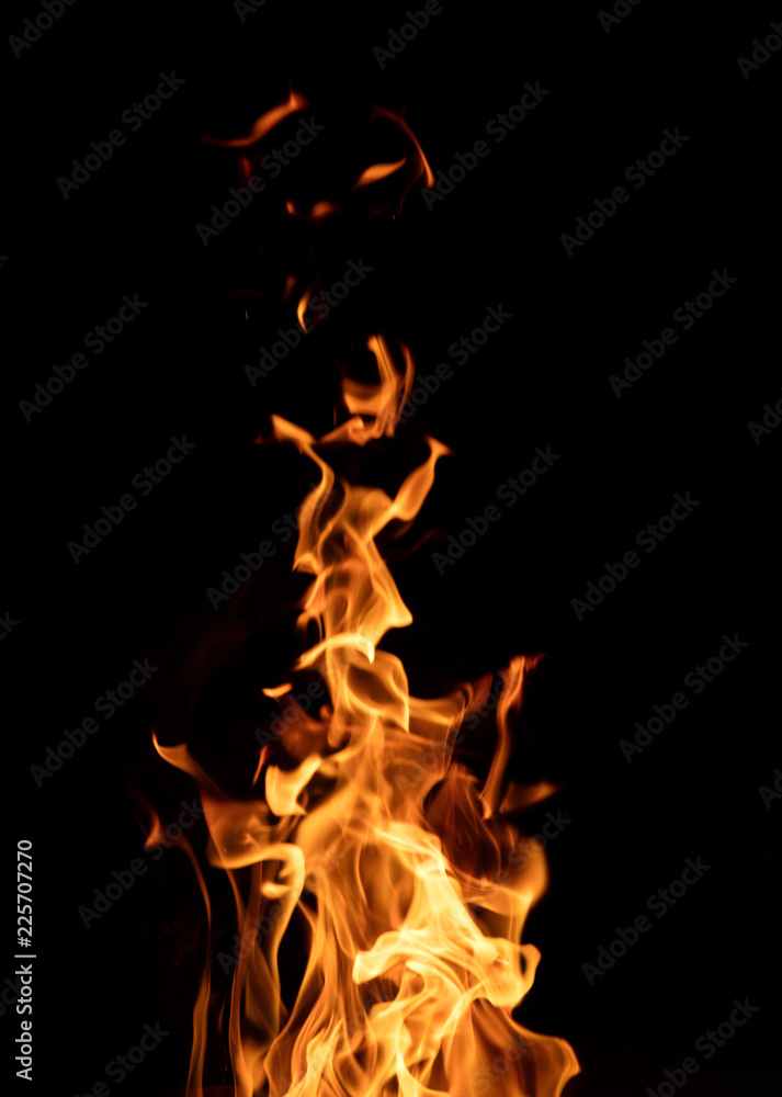 Fototapeta premium Texture of flame, isolated on black background