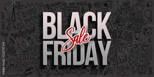 Black friday sale on black doodles pattern