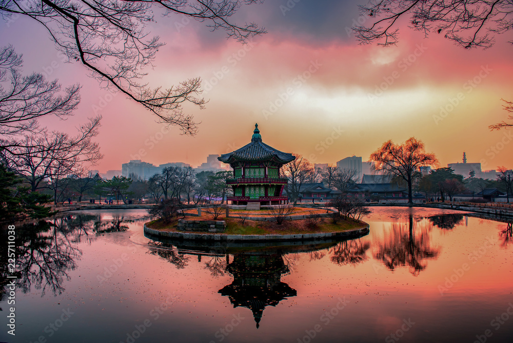 winter at gyeongbokgung palace in seoul south korea