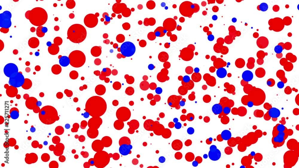 red and blue round particles moving on a white background. abstract animation. 3d rendering red and blue round particles moving on a white background. abstract animation. 3d rendering
