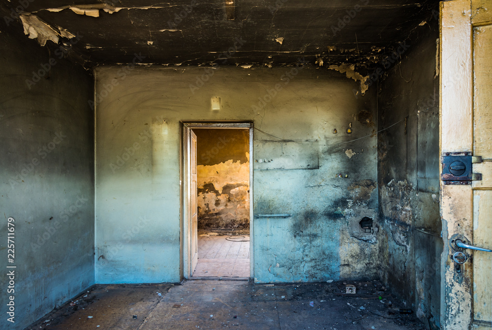 Abandoned old dirty room in daylight. Stock photo. Abandoned old dirty room in daylight. Stock photo.