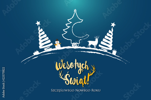 Polish Christmas and Happy New Year greeting card.