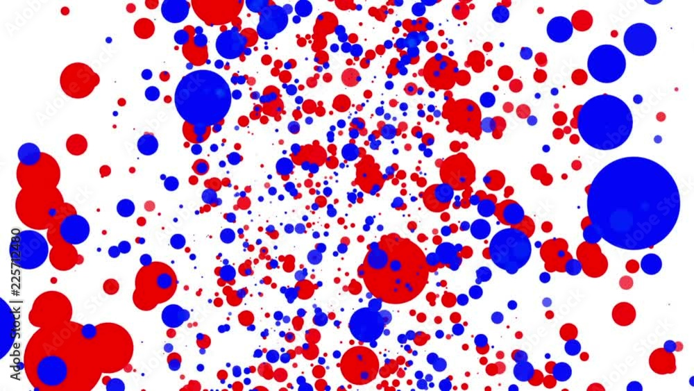 red and blue round particles moving on a white background. abstract animation. 3d rendering red and blue round particles moving on a white background. abstract animation. 3d rendering