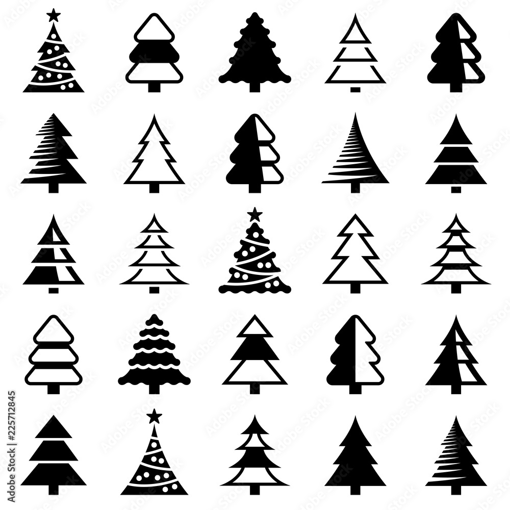 Obraz premium Christmas tree icon collection - vector illustration