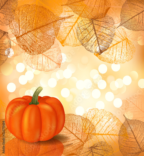 Festive background with pumpkin photo