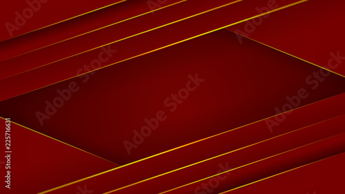 red gold gilded shadowy background 3d paper vector illustration