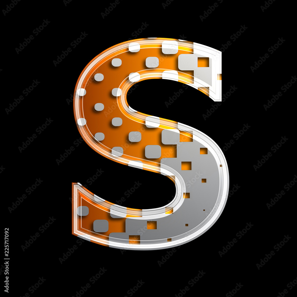 halftone letter S - Uppercase 3d metallic font - design, modernity or technology concept halftone letter S - Uppercase 3d metallic font - design, modernity or technology concept