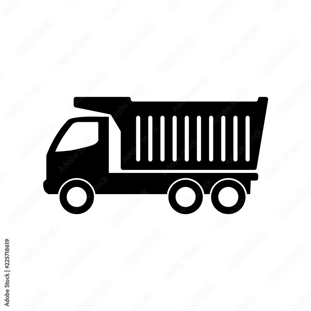Dump truck icon, logo on white background Dump truck icon, logo on white background