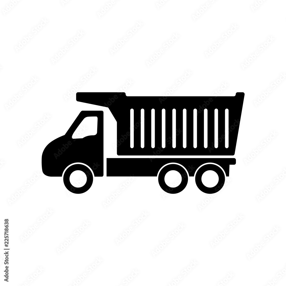 Dump truck icon, logo on white background