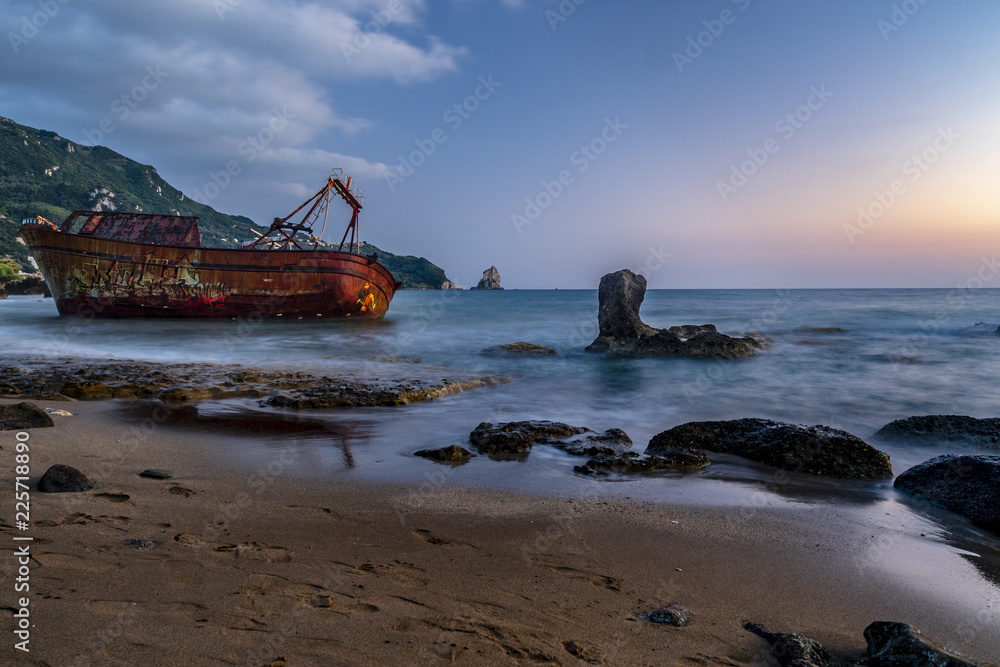 Blackrocks corfu island - shipwreck and sunset feel