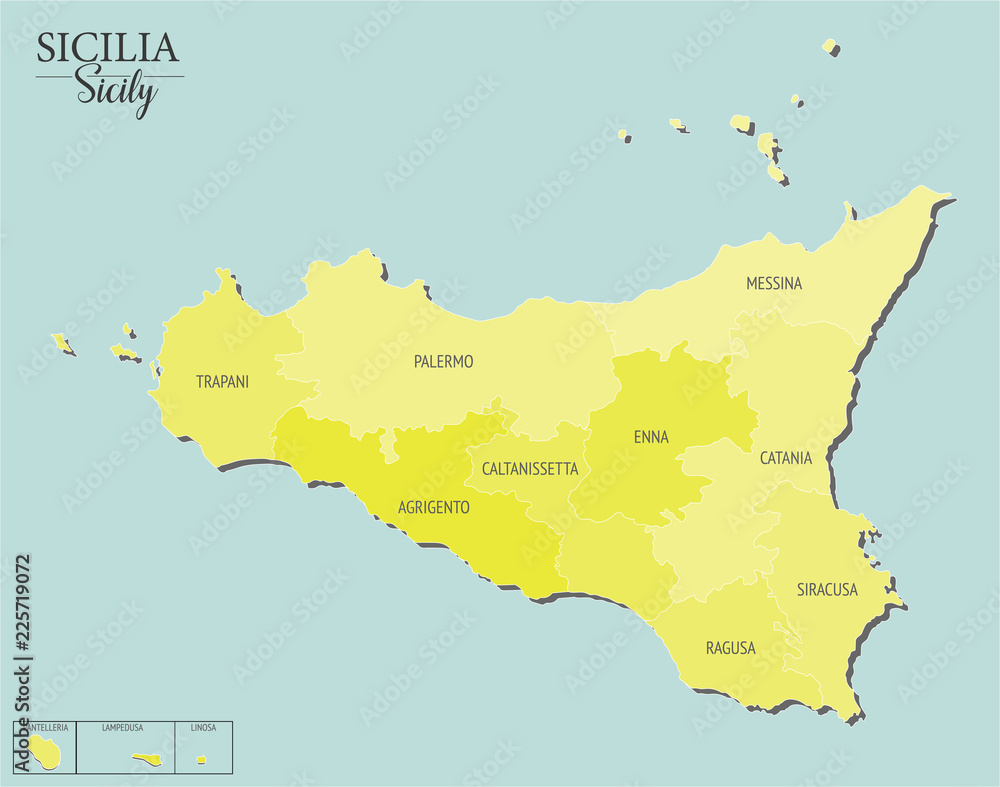 Sicily vector map, divided into provinces