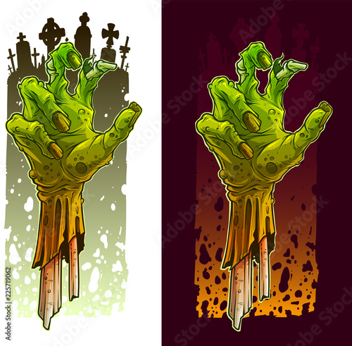 Cartoon halloween zombie hands with bandage