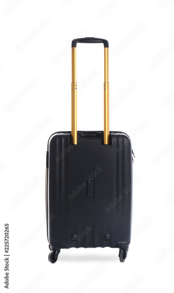 Black suitcase for travelling on white background Black suitcase for travelling on white background