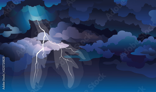 Night storm and lightning.