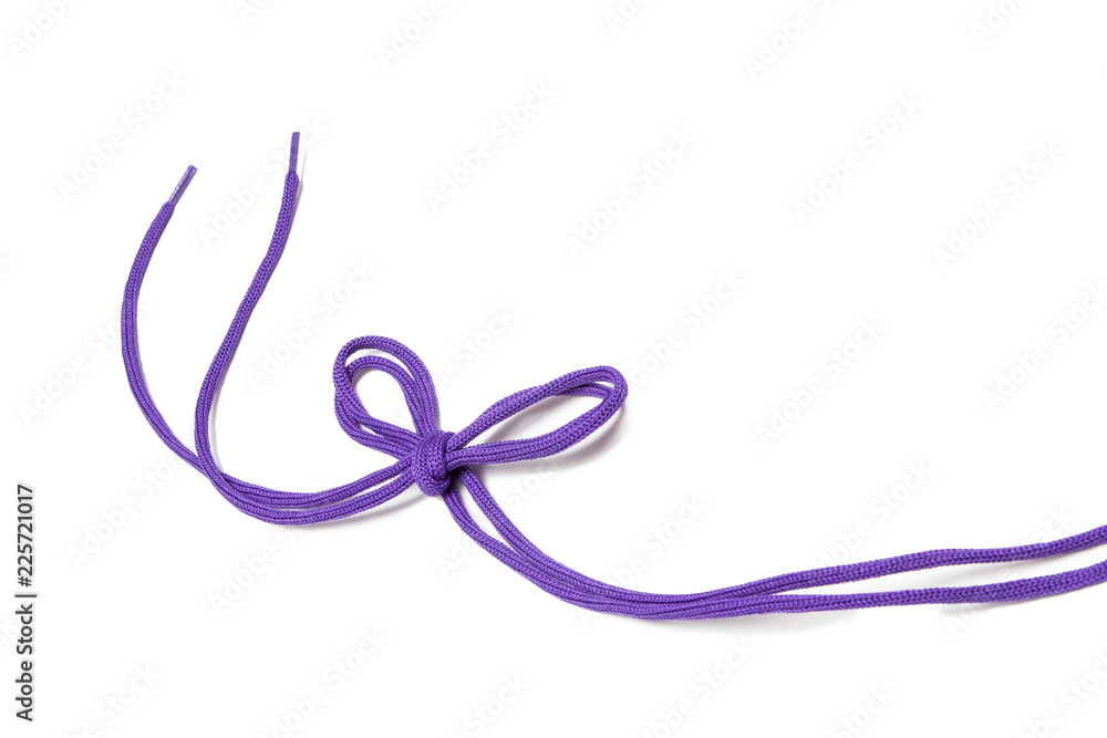 Purple Shoe laces isolated on white background Purple Shoe laces isolated on white background