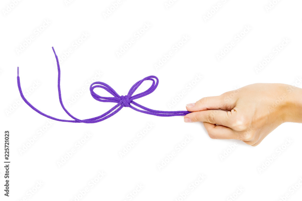 Purple Shoe laces isolated on white background Purple Shoe laces isolated on white background