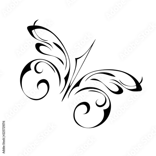 ornament 324. one stylized butterfly in black lines on white background