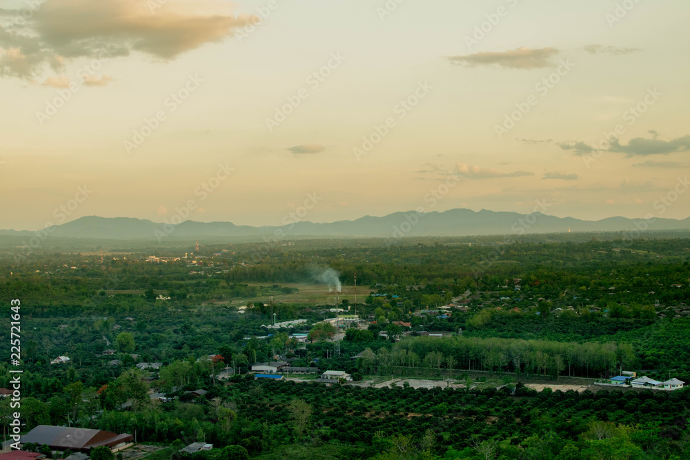 High angle view, wide sky and beautiful mountains. High angle view, wide sky and beautiful mountains.
