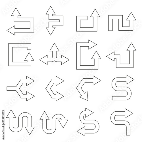 arrow icons set thin line design