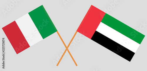 Italy and United Arab Emirates. The Italian and UAE flags. Official colors. Correct proportion. Vector