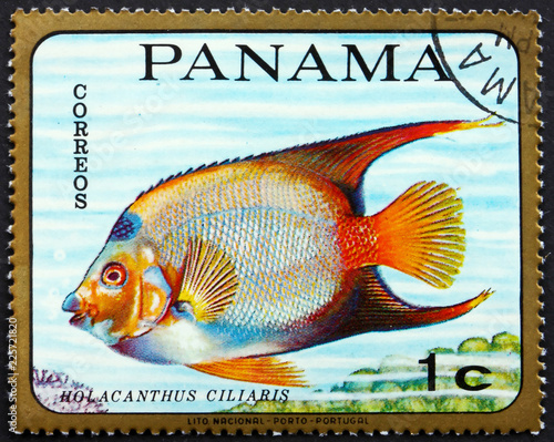 Postage stamp Panama 1968 queen angelfish photo