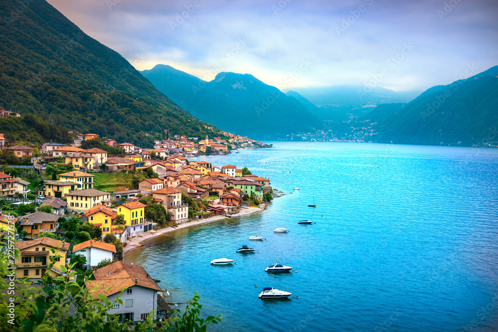 Lezzeno village, Como Lake district landscape. Italy, Europe.
