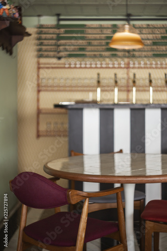 warm cozy room bar space chair and table decorative