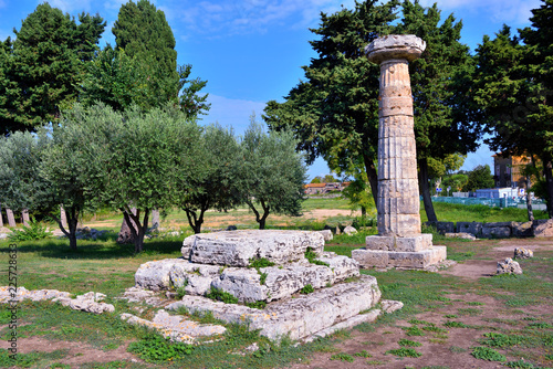 Paestum capaccio Italy The ancient ruins of remains of religious buildings of the ancient Greek domination photo